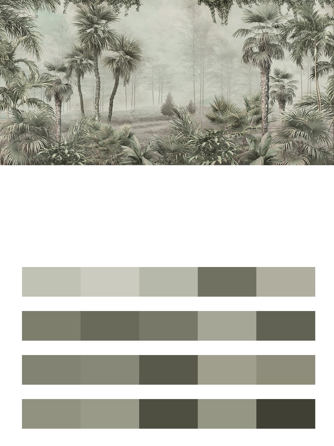 Пальмы в тумане цвета
